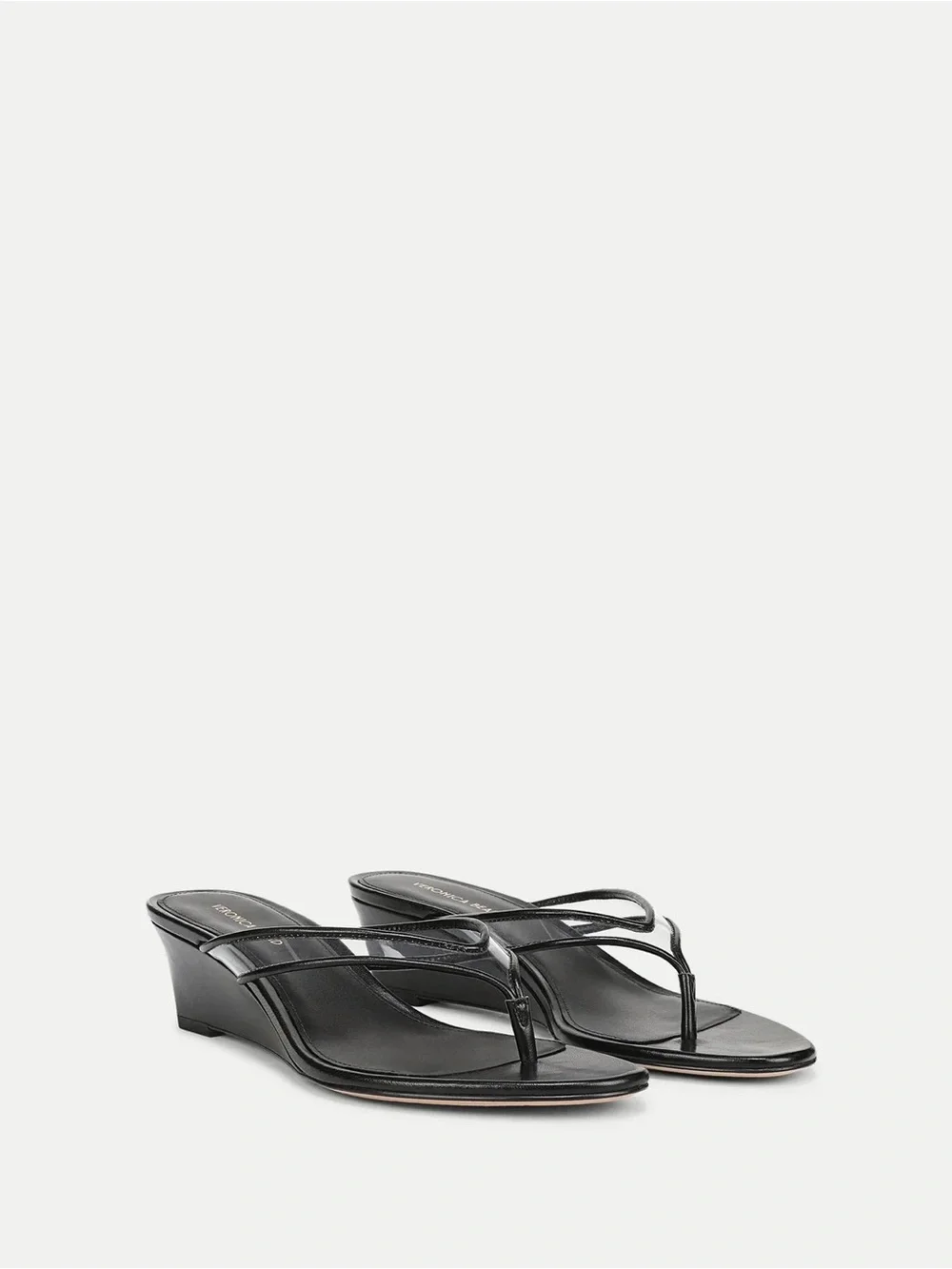 Veronica Beard clea jelly Black Leather and clear plastic Wedge Thong Sandals 10